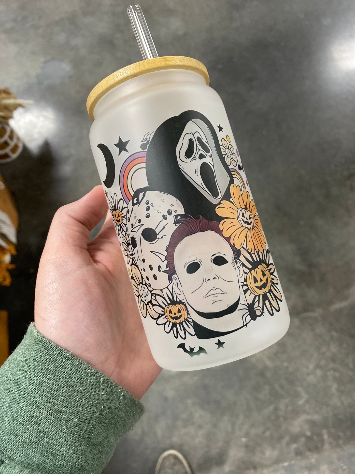 Michael, Jason and Ghost face retro floral mug