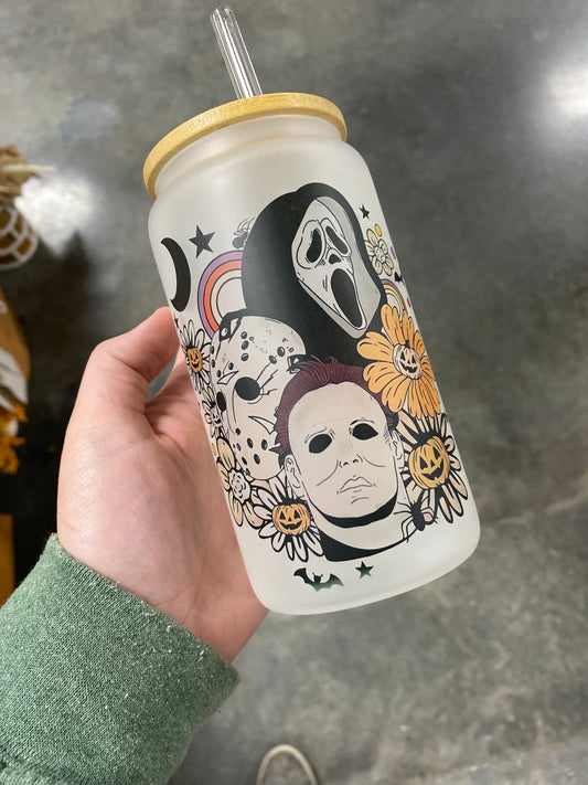 Michael, Jason and Ghost face retro floral mug